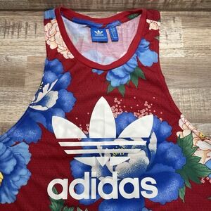 Adidas Farm Rio Chita Tank Top Women's Small Floral Red Blue Racer Gym‎ Running